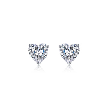 Heart Solitaire Stud Earrings